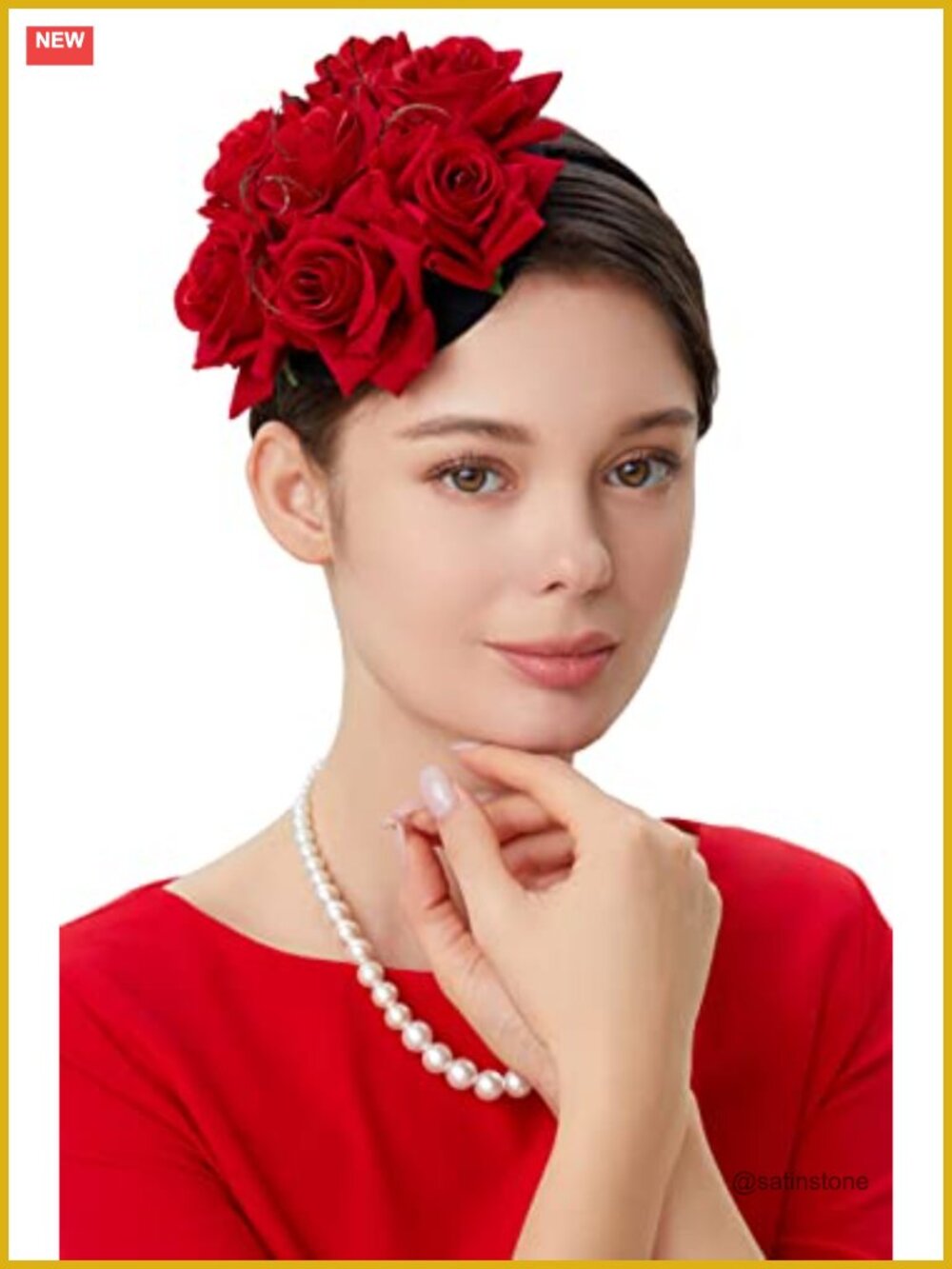 Floral Rose Fascinator Hat Polyester Feathers Tea Party Derby Pillbox